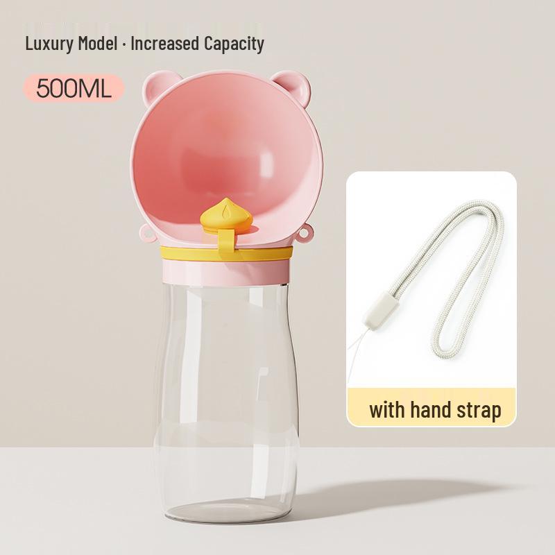 Portable Cute Bear Head Pet Water and Food Dispenser for Outdoor Travel