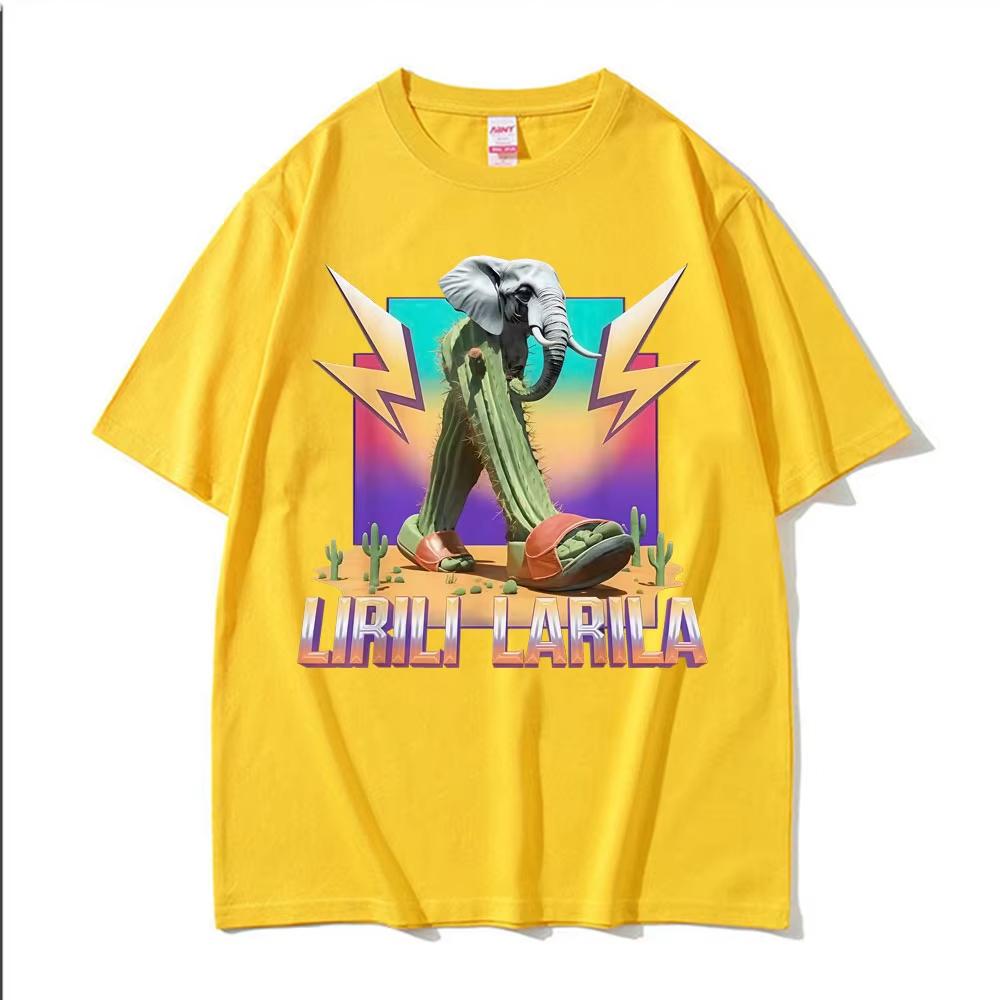 Rolig Lirili Larila T-shirt Herr Sommar Svettabsorberande Andningsbar Topp Bomull Rundhals Kortärmad Mode Herrkläder