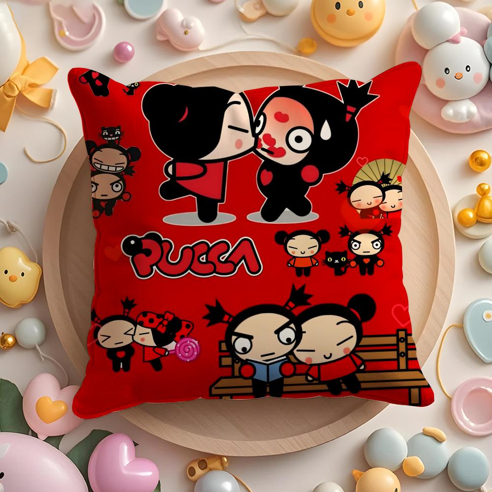 European P-Puccas Pillow Case Soft Plush Fabric Double-Sided Printed Cushion Cover Warm Winter Sofa Pillow Case