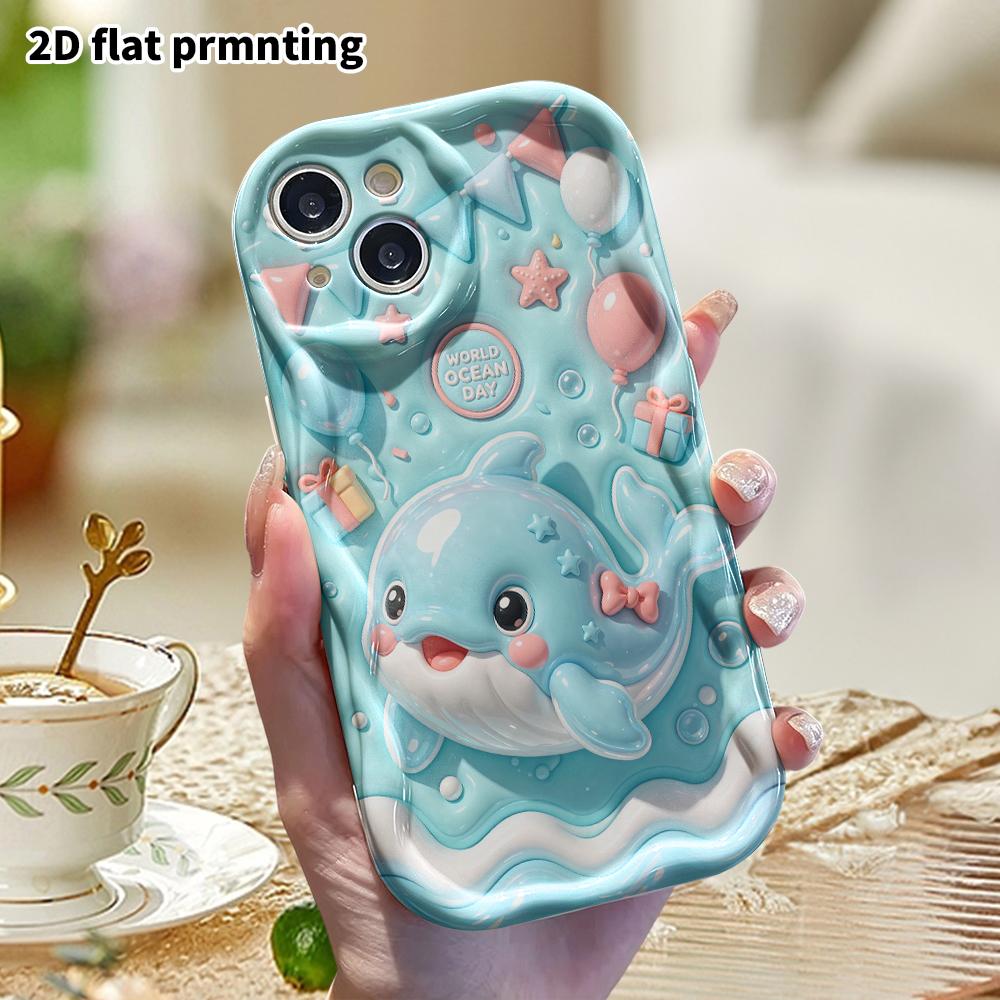Phone case: 2D flat, suitable for iPhone 18 17 16 15 14 13 Pro protective case, World Oceans Day, Christmas, Halloween, perfect holiday gift