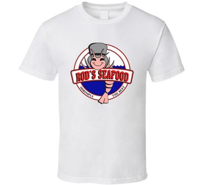 Rod's Seafood Shrimply The Best T-shirt Parodia