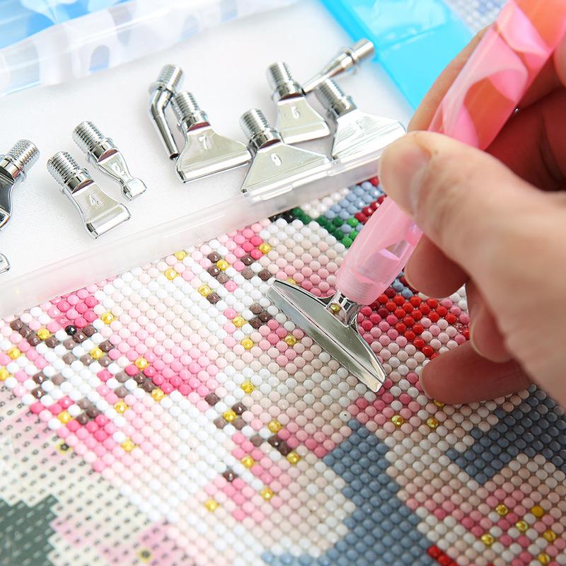 Resin Diamond Painting Pen Kit with 12 Interchangeable Metal Tips, 6 Wax Blocks, and Clear Storage Case for 5D Diamond Painting Art Crafts Supplies