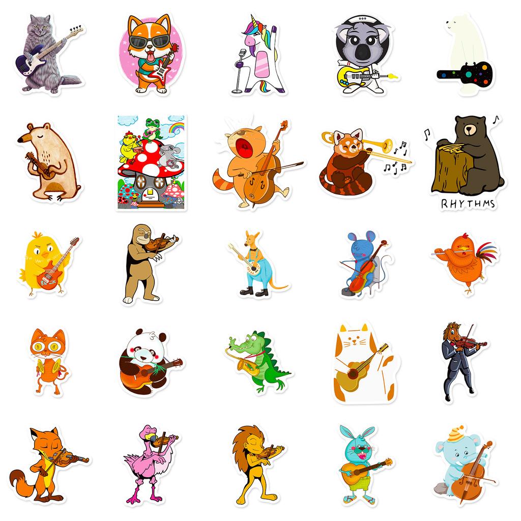 50 Tier-Konzert-Sticker Selbstklebende Cartoon-Tiere Kindergarten Belohnungs-Sticker
