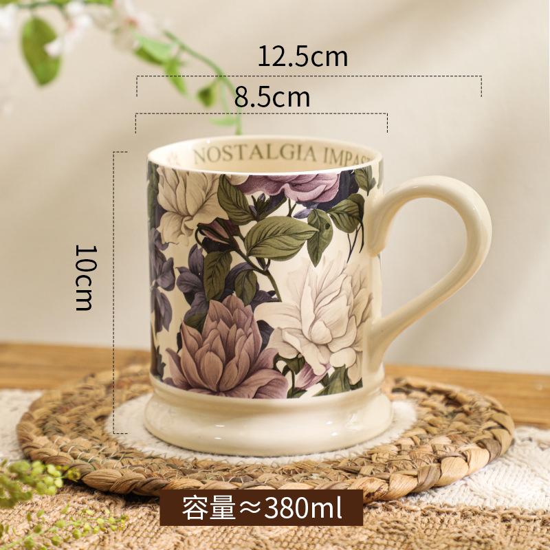 French Retro High-Value Mug Niche Office Water Cup Ceramic Coffee Cup Breakfast Cup Couple Cup Teacup