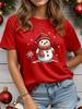 Casual Christmas Santa Claus T-Shirt for Women Loose Round Neck Short Sleeve Female T-shirt Tops Suitable for All Season