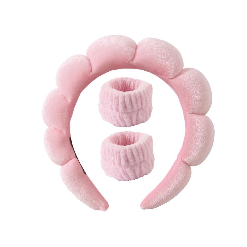 3-piece Sweat-absorbing Wristband Set for Women, Face Wash Headband, Headband and Hair Accessories