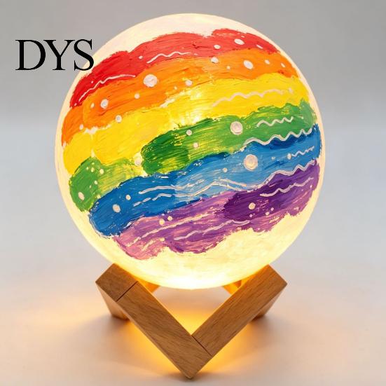Customizable Bedside Light DIY Paint Your Own Moon Lamp, LED Night Kit with 8 Safe Pvc Lamp Colors And Brushes, Kids Craft Project, Warm Glow Bedroom