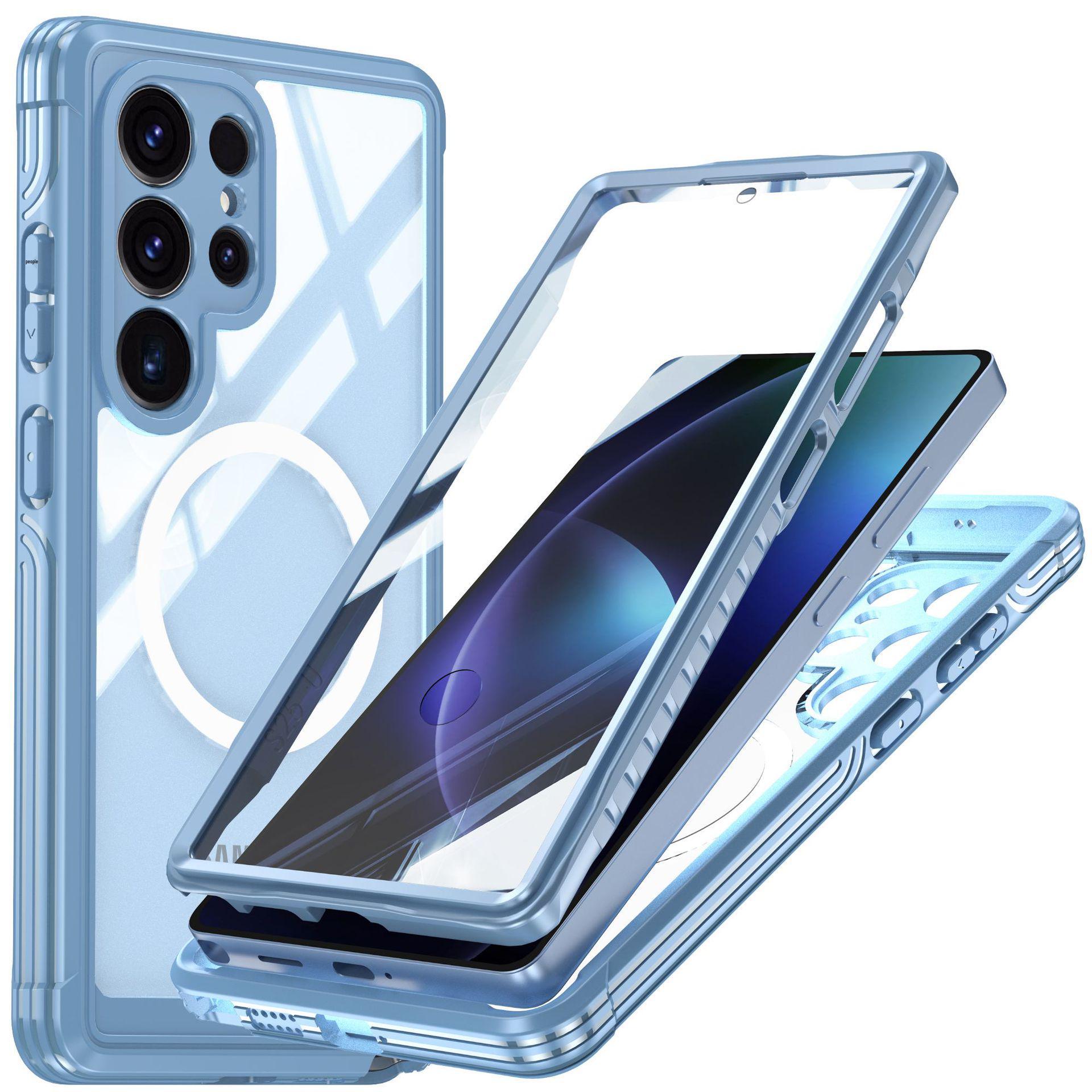 

Противоударный чехол для Samsung S25: Полное покрытие 360°, Стекло 9H, Ударопрочный, Защита от царапин, Магнитная зарядка S25 синий