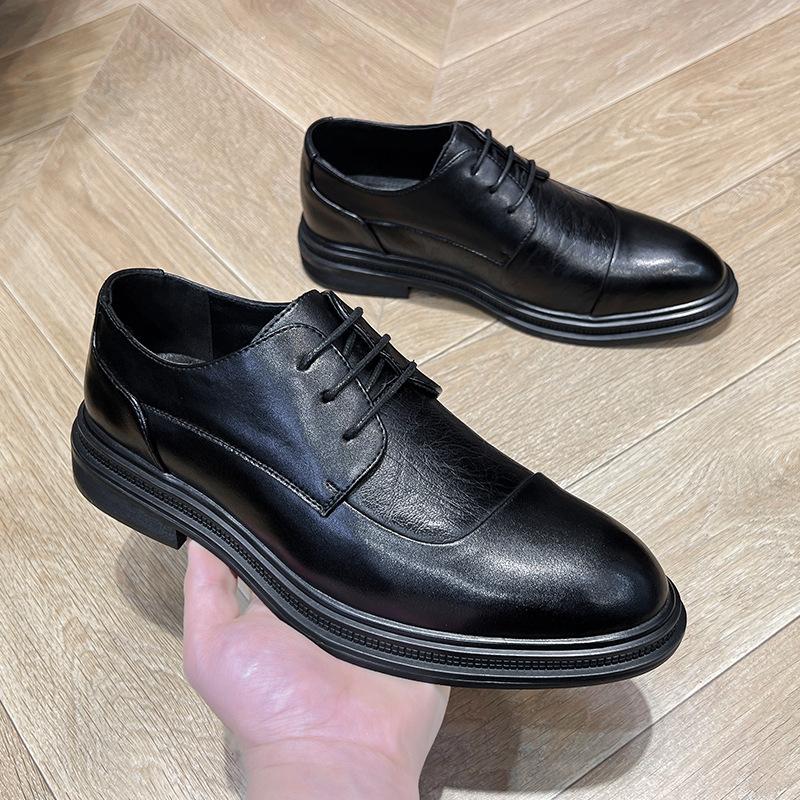 Podzimní prodyšné ležérní kožené boty 45 Britský business dress Ženich Svatební boty 46 Boty velkých velikostí 19936-P