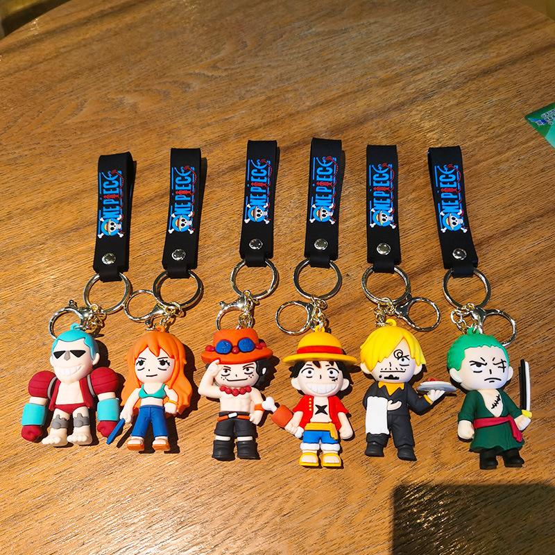 One Piece Series Luffy Ace Zoro Keychain Cross-border Popular Claw Machine Prize Gift for Girls On Festivals Kawaii Cute