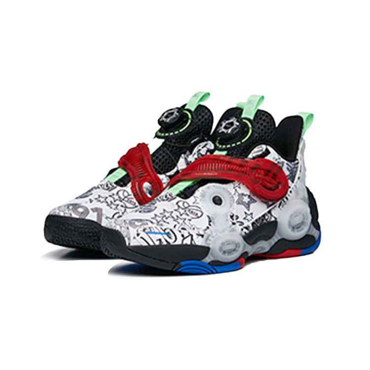 Anta Kids Asymmetrical 2 Comfortable Durable Breathable Low-Top Basketball Shoes Kids sneaker White Black 312231115-3