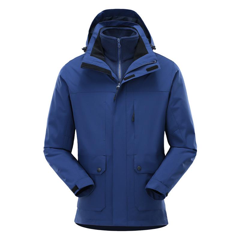 Unisex Winter Hooded Waterproof Windproof Three-in-One Mountaineering Jacket