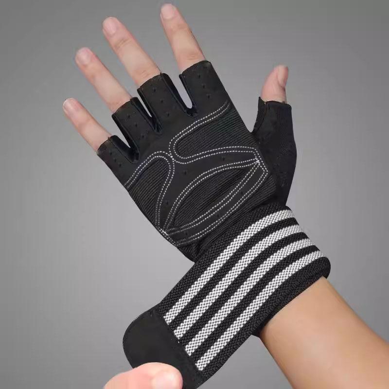 Guanti Fitness Unisex Senza Dita Antiscivolo con Protezione per Polso per Allenamento con Manubri e Trazioni