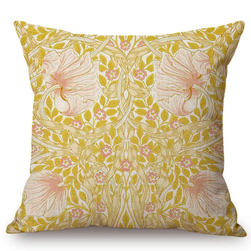 Klassisk Morris Blomster Blomstermønster Pimpernel Rød Gul Rosa Blå Hjem Dekorativ Kunst Sofa Putetrekk Lin Putetrekk