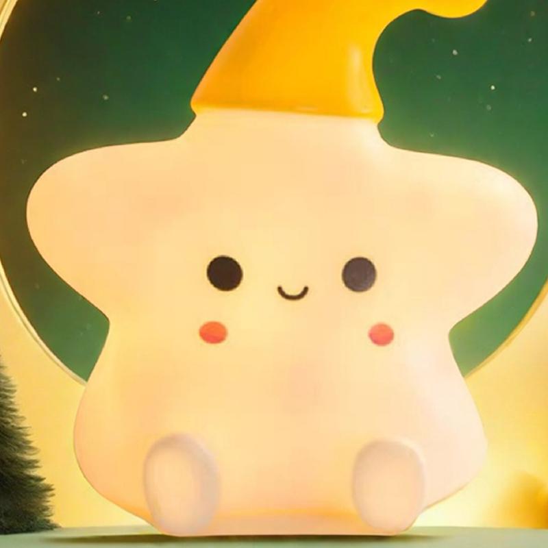 Cute Night Light Star Cute Birthday Gift Soft Silicone Lamp Warm Bedside Lamp Desktop Ornament Night Light