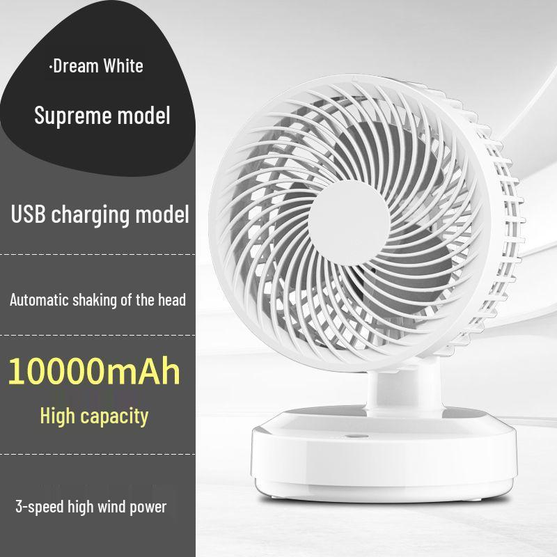 Compact Rechargeable Desktop Fan with Long Battery Life & Oscillation for Office Workers