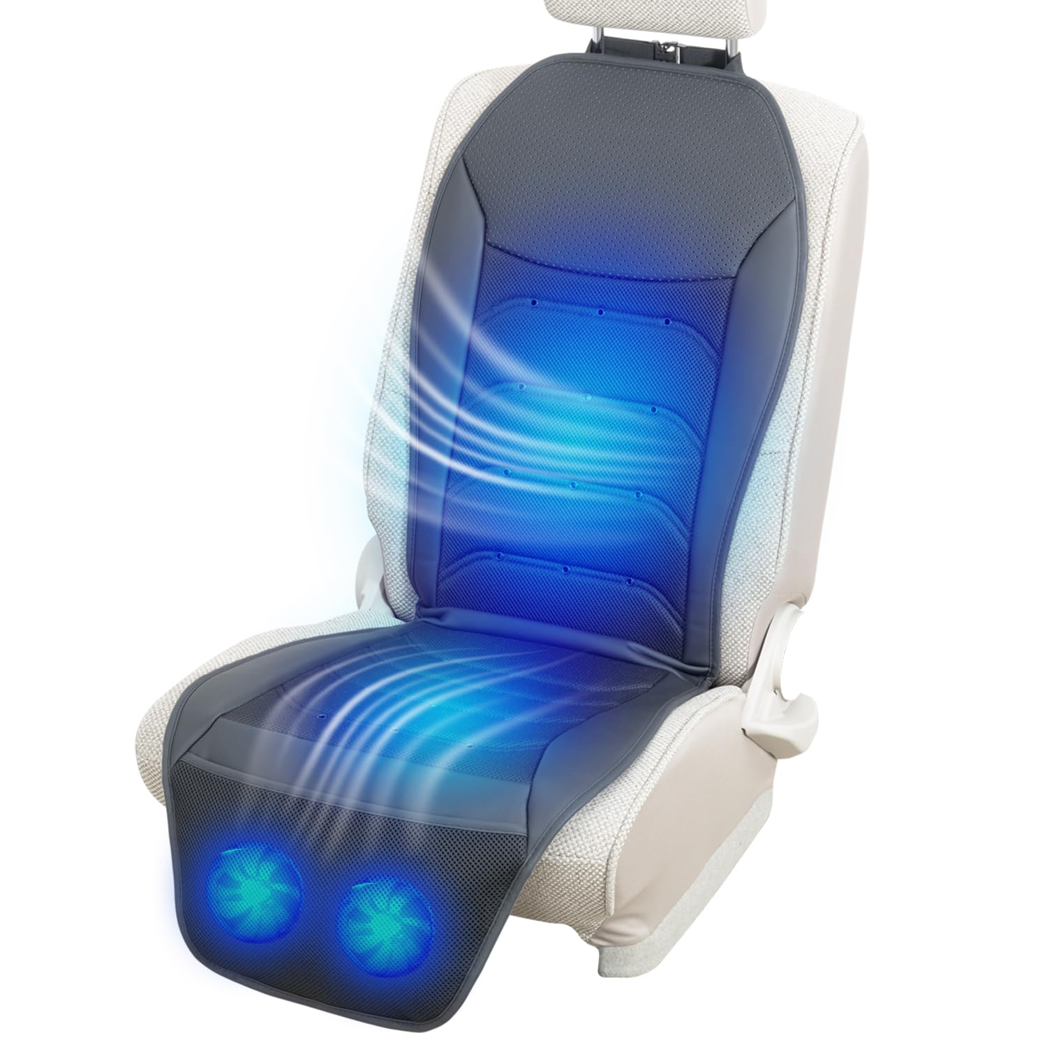 

SEIWA Car Seat Air Seat Compatible with Equipped with Two Large Stepless Airflow Prevents Cool Air Quiet Design Easy Simply Place Mesh and Perforated чёрный