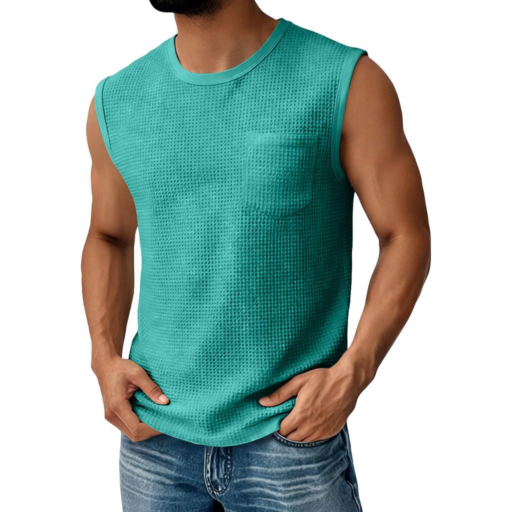 Men's Sleeveless Pocket Vest Men's Casual Fashion Sports Sleeveless Vest