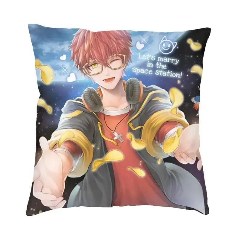 Mystic Messenger 707 Chibi Cushion Covers Polyester Anime Game Throw Pillow Case for Sofa Car Square Pillowcase Home Decorative