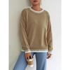 Fall Winter New Women Loose Color Block Patchwork Casual Pullover Sweater, European & American Style Ladies Top
