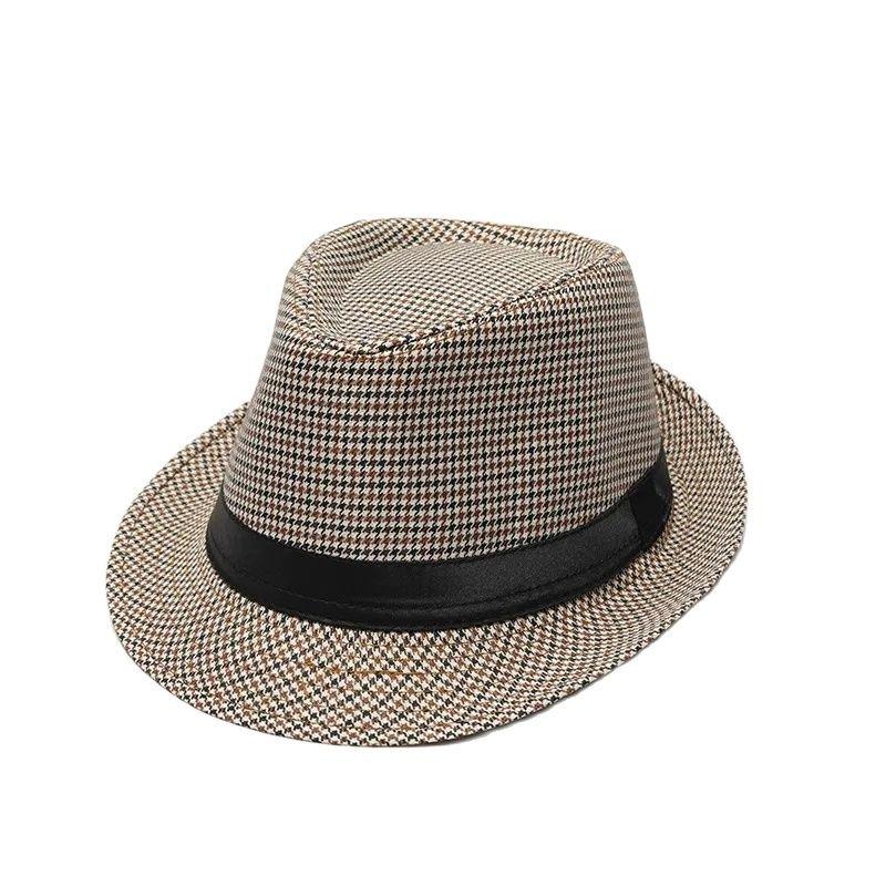 Houndstooth British Top Hats For Men Women Spring Autumn European American Jazz Hat Stage Performance Hat DadBucket Hats Gift