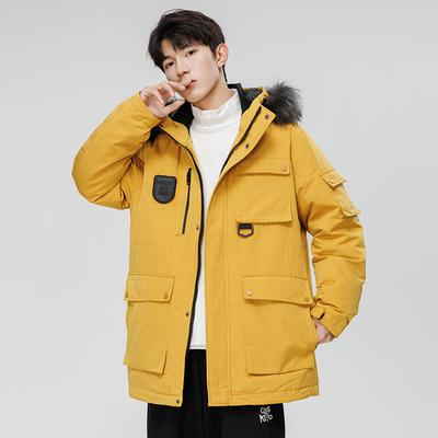 Tooling Couple Trendy Down Jacket Big Fur Collar Hooded Jacket Men's New Winter Warm 90 White Duck Down Pie Overcome