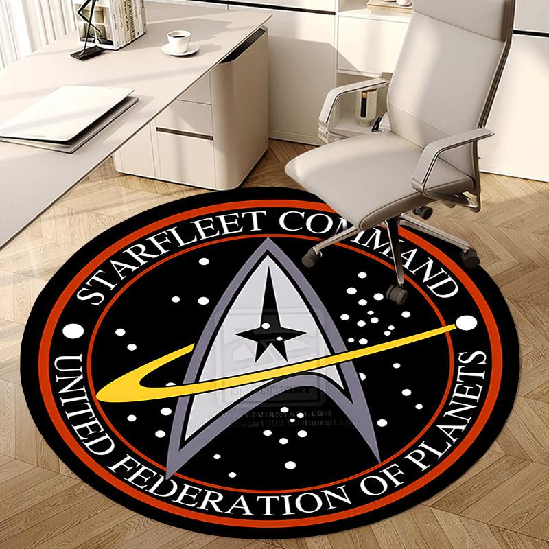 1pz Tappeto Rotondo Logo Comando Flotta Stellare, Realizzato in Poliestere, Perfetto per Decorare Sedie da Ufficio, Soggiorni, Tappeto Decorativo Vivace