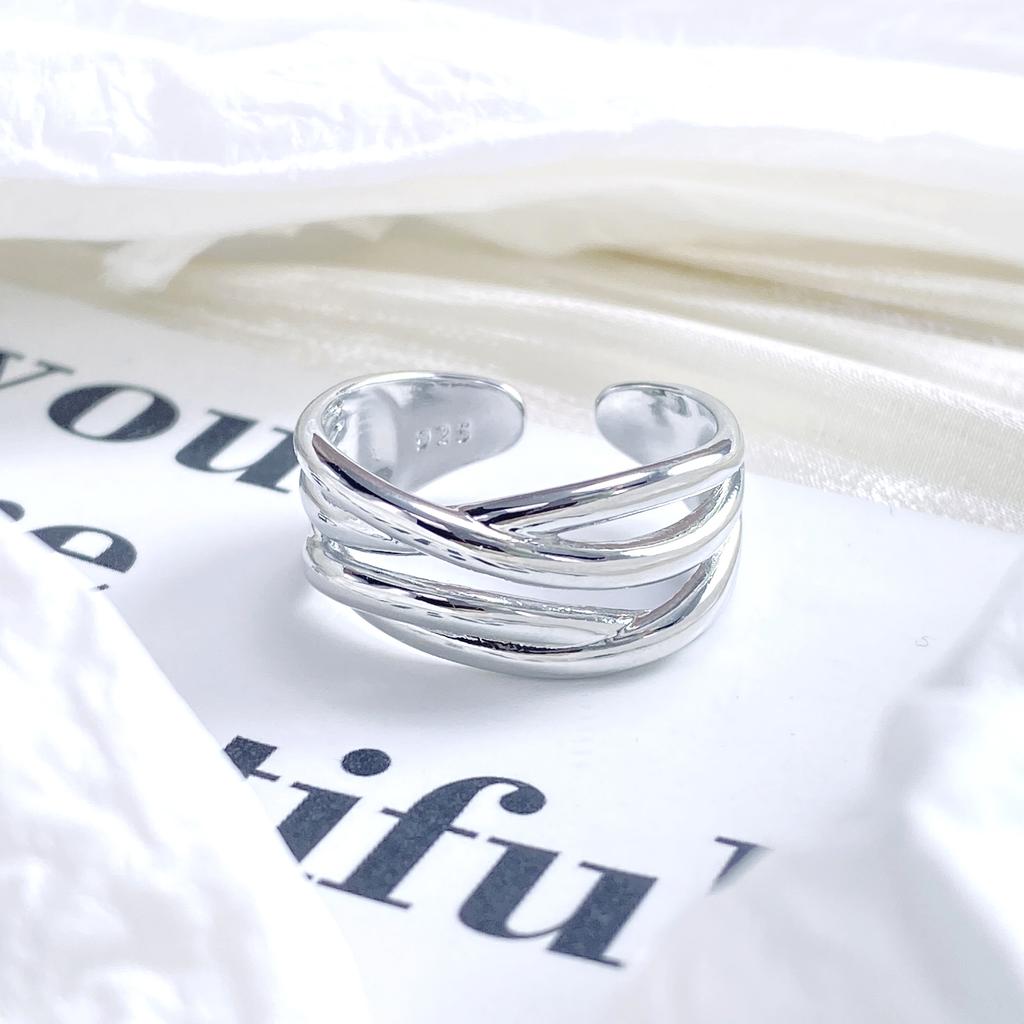 PANJBJ 925 Silver Geometry Crystal Ring For Women Ellipse Exaggerated Punk Water Drop Open Jewelry Gift
