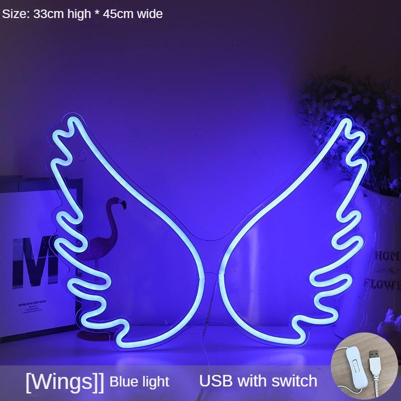 Party Decoration Glow Sticks  Neon Light Room Decoration Colorful Lights  Atmosphere Creative Decorations Ins Lights Angel Wings