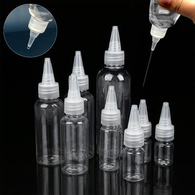 3–100ml Transparent Refillable Dropper Bottles Plastic Squeeze Containers with Nozzle and Cap for Tattoo Pigment and Ink Storage
