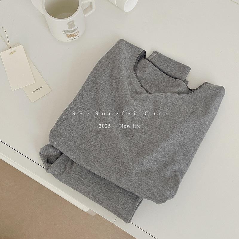 6 Snowflake Velvet Thermal Underwear Women's Autumn and Winter New Polished Thickened Women's Suit Slim-fitting Elastic Long Johns