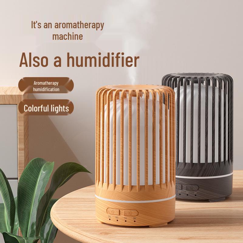 Wood Grain Ultrasonic Aroma Diffuser for Bedroom - Silent Essential Oil Humidifier