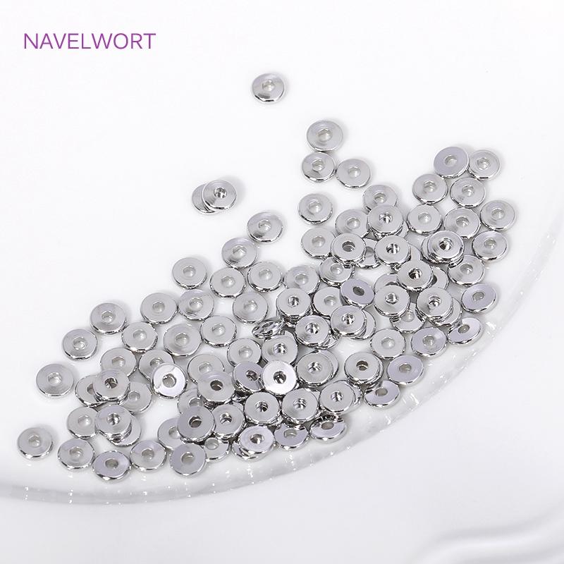 3/4/5/6MM 18K Gold Plated Round Spacer Flat Beads Brass Metal Smooth Separator Bead For Jewelry Making DIY Bracelet Accessories