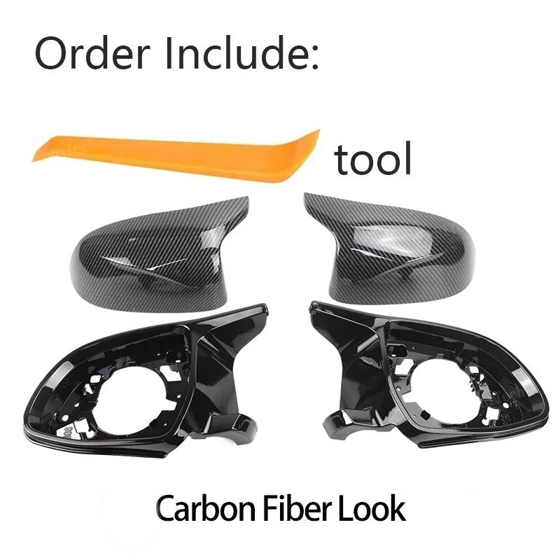 4pcs Carbon Fiber Style Black Side Mirror cover Caps for BMW X3 iX3 G01 G08, X4 G02, X5 G05, X6 G06, X7 G07