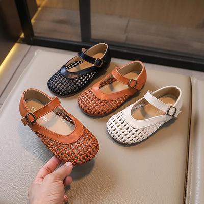 Meisjesschoenen Zomer 2024 Nieuwe Kindersandalen Antislip Zachte Zool Gebreid Comfortabel en Ademend Prinsessenschoenen