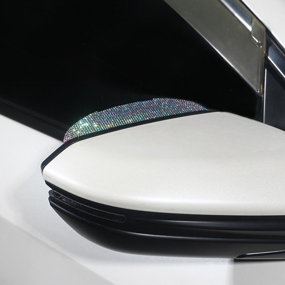 2Pcs PVC Car Rear View Mirror Sticker Rain Eyebrow Auto Mirror Rain Shield Cover Bling Car Accessories Interior for Woman