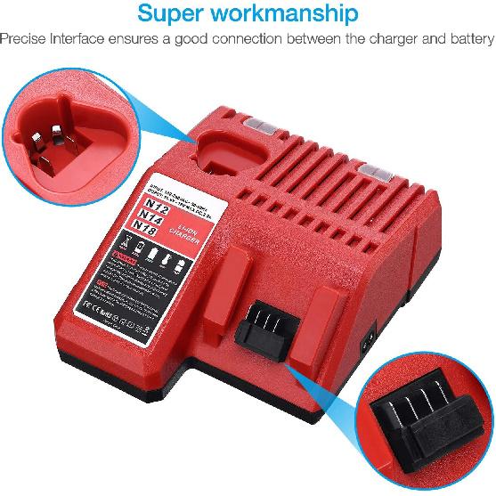 Powerextra 18V Replacement Rapid Charger for Milwaukee M12 & for M18, Compatible with