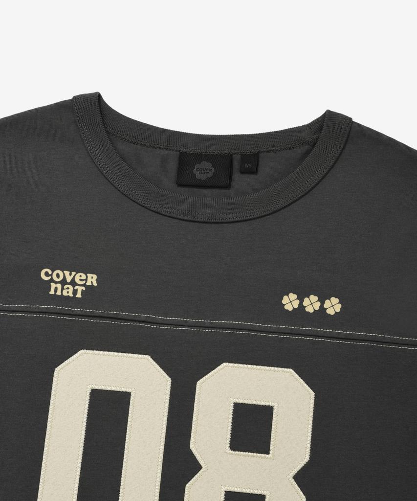 COVERNAT WOMAN Number Logo T-Shirt Charcoal