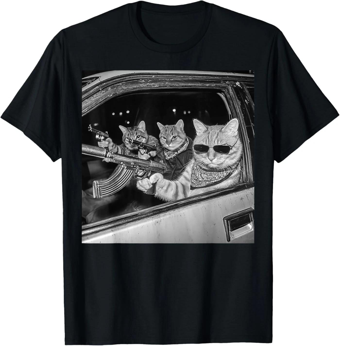 Gangster Cat Meme Funny Vintage Kitten for Dad Women Men T-Shirt 3XL
