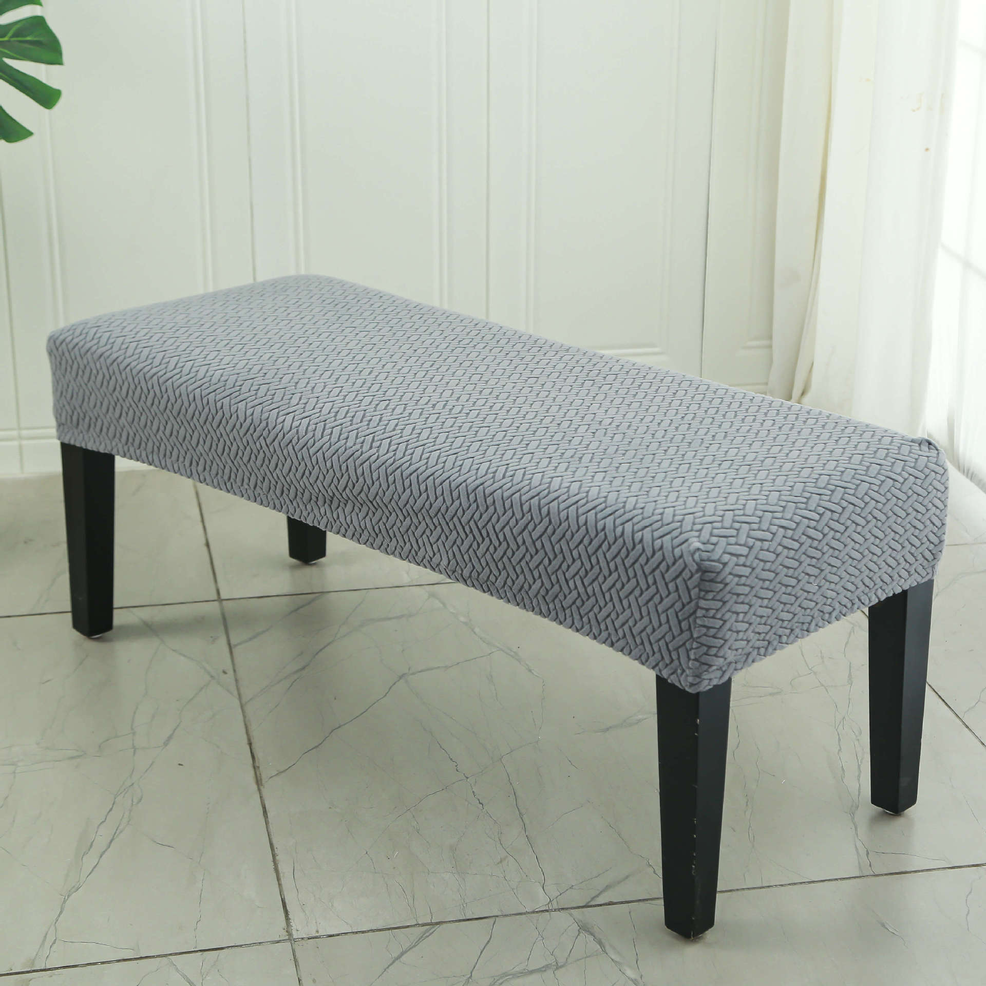Elastischer langer Bankbezug für den Haushalt, mit Mais gefliest, verdickter Klavierbezug, Schminkbankbezug, Schuhwechselhockerbezug 36cm