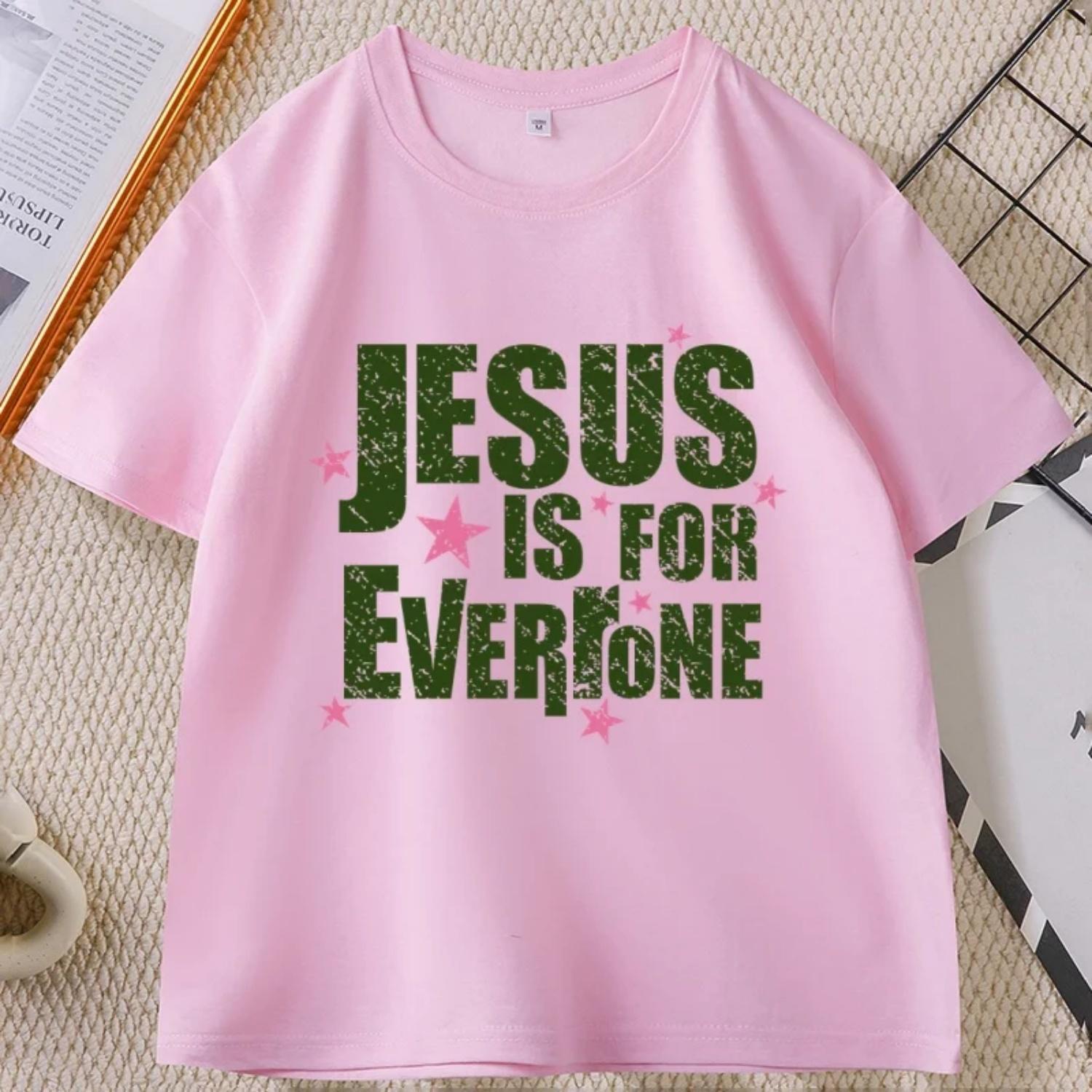 

Jesus Is for Everyone Christian Graphic T Shirts Men Women Summer Short Sleeve Round Neck T-shirt High Quality Cotton Tees S чёрный