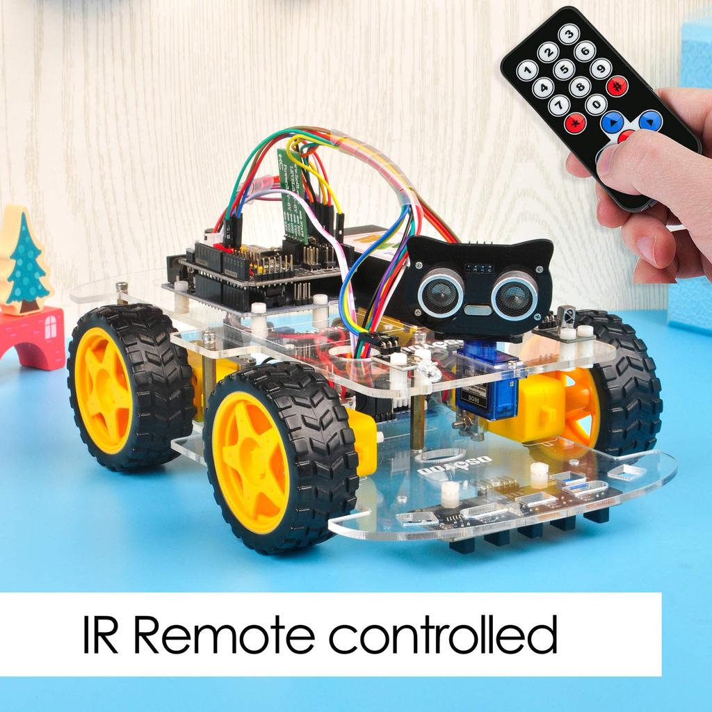 OSOYOO Arduino UNO Multifunctional Educational Robot Car with Remote Control and App for and Learning Electric Robotics Coding Starter Electronics Kit