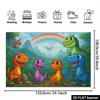 2D Zeichentrick-Dinosaurier Kulisse - Buntes Jurassic Fotografie Hintergrund Banner für Kindergeburtstag Dekoration