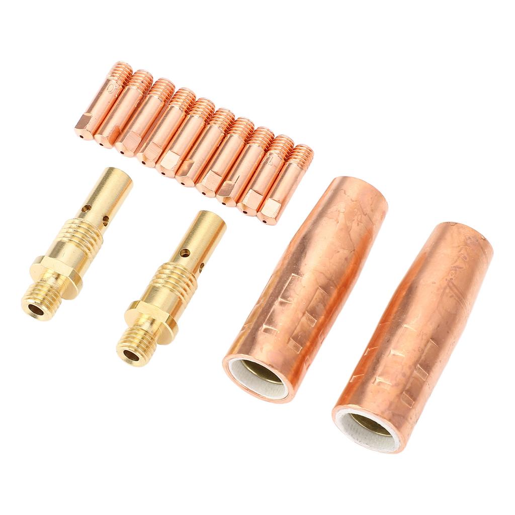 14 Stück Schweißbrenner-Verbrauchsmaterialien 1135 9mm Elektrodenspitzen 2150 12 Zoll Gasdüsen 3550 Messing