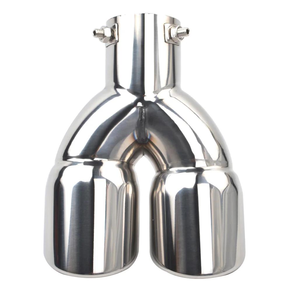 Ponta de Escape Dupla Aparafusada Aço Inoxidável Enrolado Extremidade Quadrada Uma em Duas Corte Duplo Inclinado Ponteira de Escapamento Silenciador Entrada de 3 polegadas