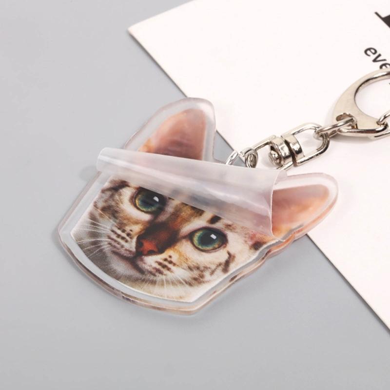 Creative Cat Shape Keychain Mini Animal Toy Keyrings Acrylic Animals Key Chain Pendant DIY Keychains Crafts Decorations