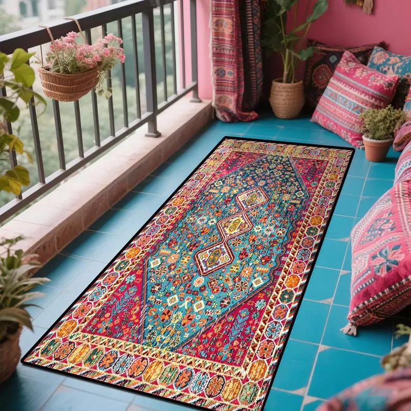 Persian-Style Corridor Carpet, Machine Washable, Long Strip Carpet For Indoor And Outdoor Home Decoration