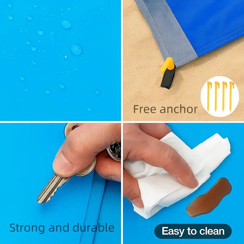 Large Beach Blanket 140×200 Cm - Moisture-resistant and Windproof, with Attachments and Bag, for Outdoor Relaxation