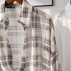 Transparente Chiffon-Plaidbluse für Damen Übergroße Kragen-Knopfleiste Sommer Damen Lässiges Outfit