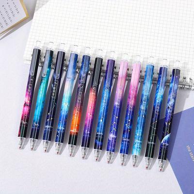 Return To School Season 12pcs 0.5mm Creative Simple Twelve Zodiac Signs Press To Brush Questions and Office Gift Pen Sign Pen Examination Stationery